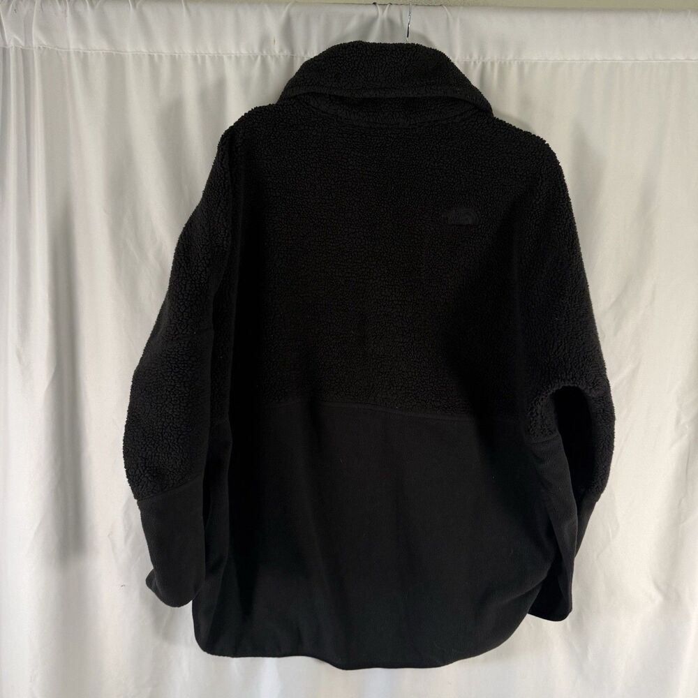 North Face Fleece Jacket Women's Large Black 1/4 Zip Mock Neck Pockets Sherpa - Picture 11 of 12
